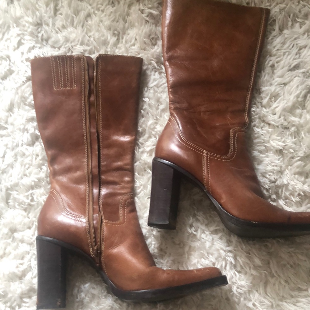 Mid calf heeled boots